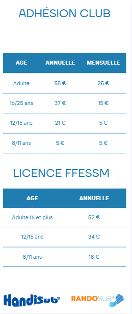 licence-gloria-maris-plongée-adhesion-association-prix